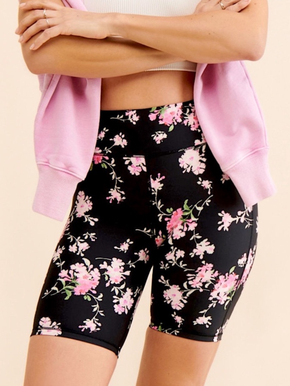 LoveShackFancy Floral Workout Shorts, NEW